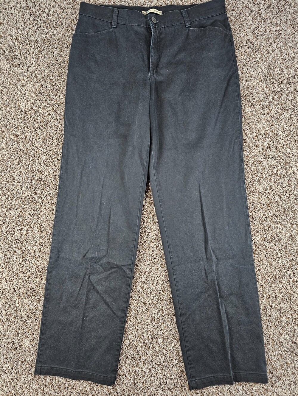 Lee Womens Sz 14L Relaxed Straight Leg Chino Denim Pants Black